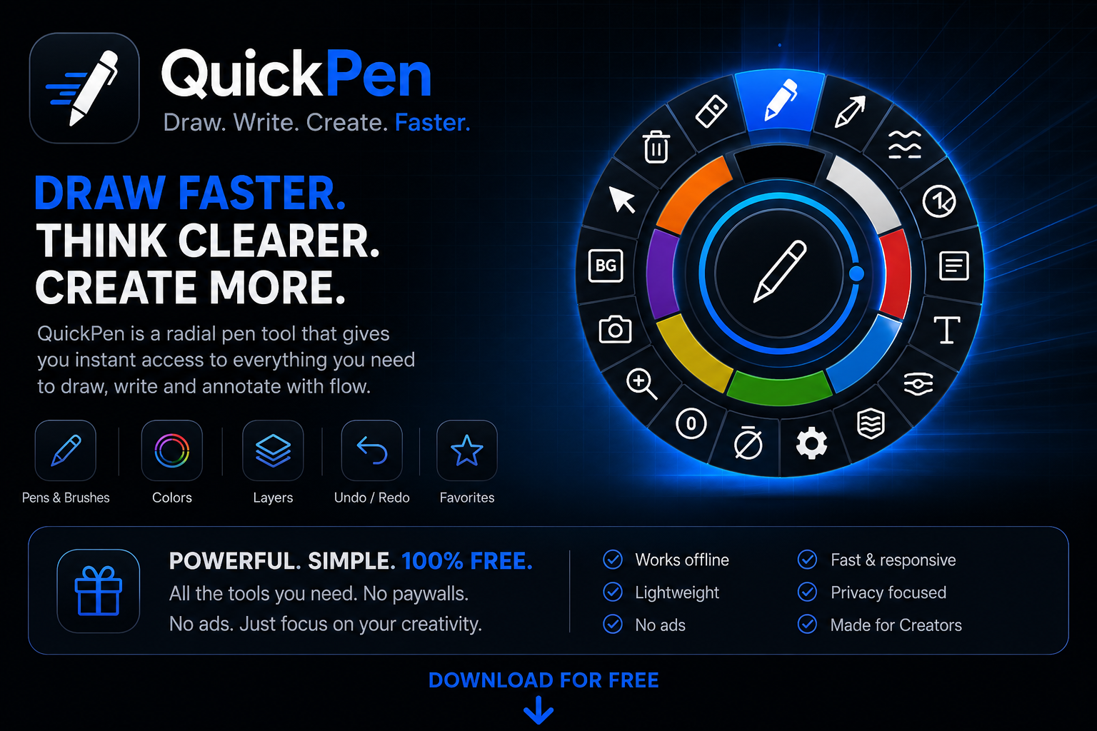 QuickPen drawing and capture overlay on a Windows desktop